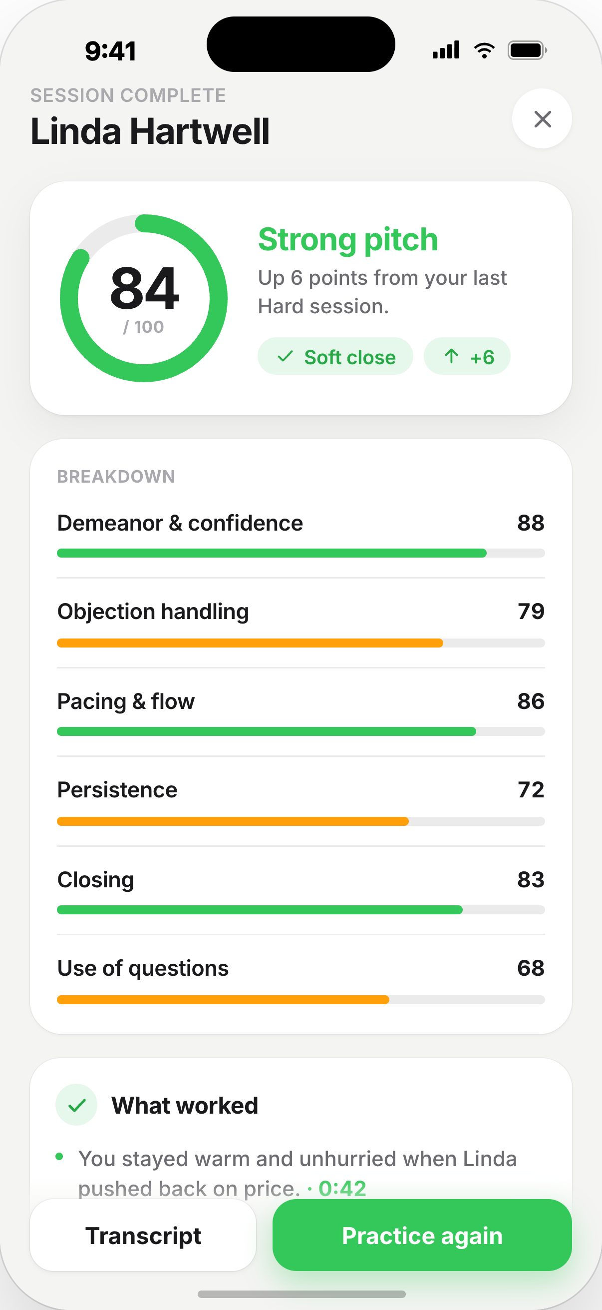 Knock, score and feedback